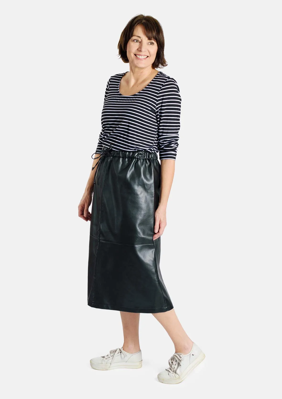 PU Leather Midi Skirt