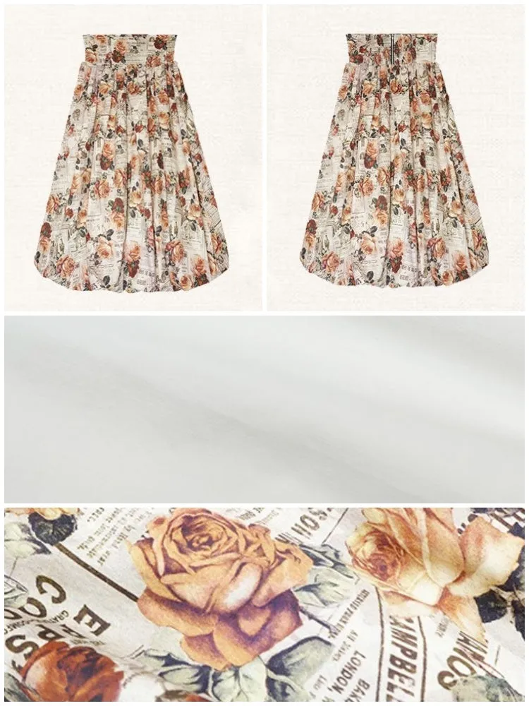 Retro Print Tube Top A-Line Skirt【s0000003544】