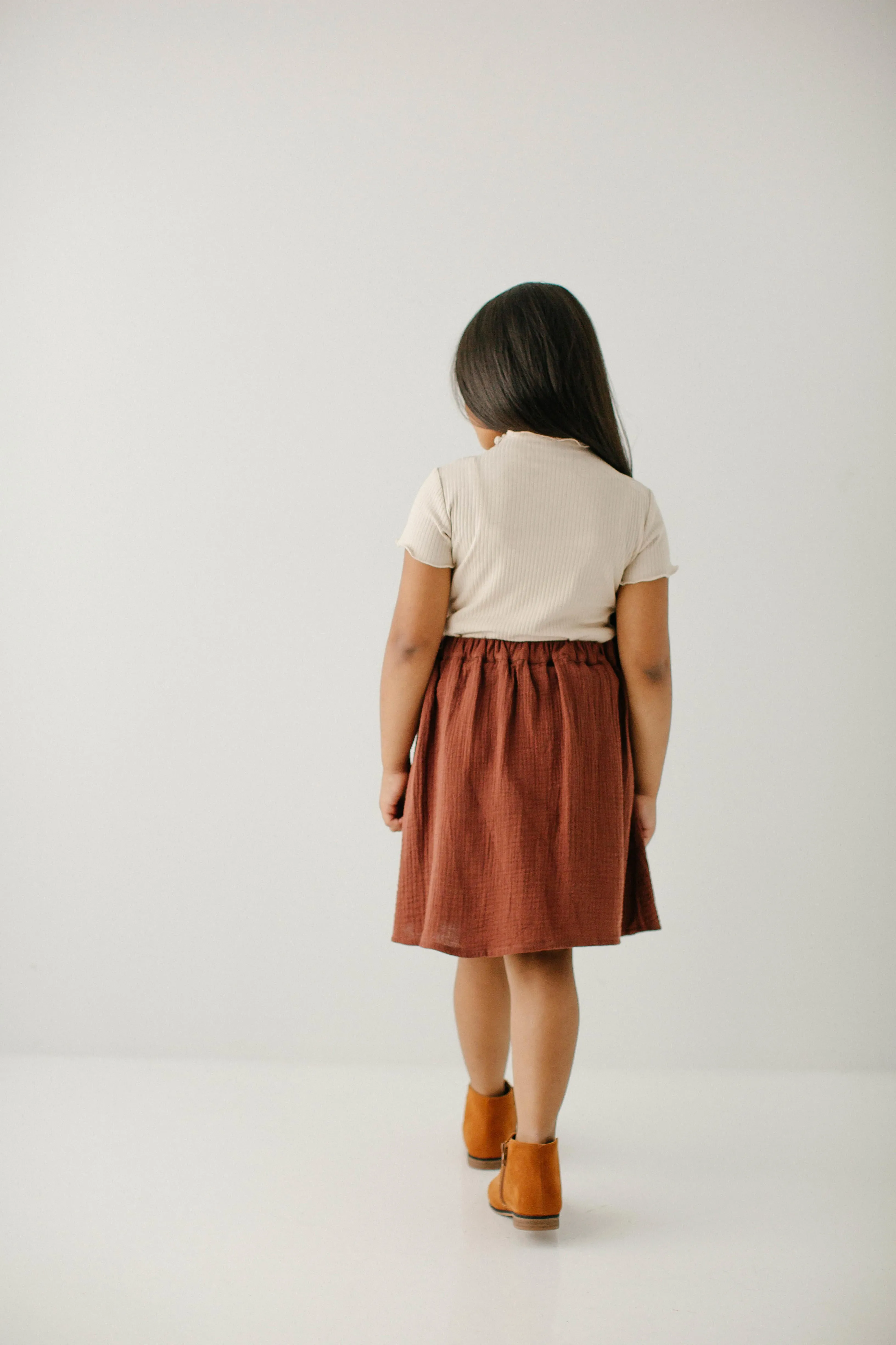 'Sawyer' Girl Cotton Gauze A-Line Skirt in Cinnamon FINAL SALE