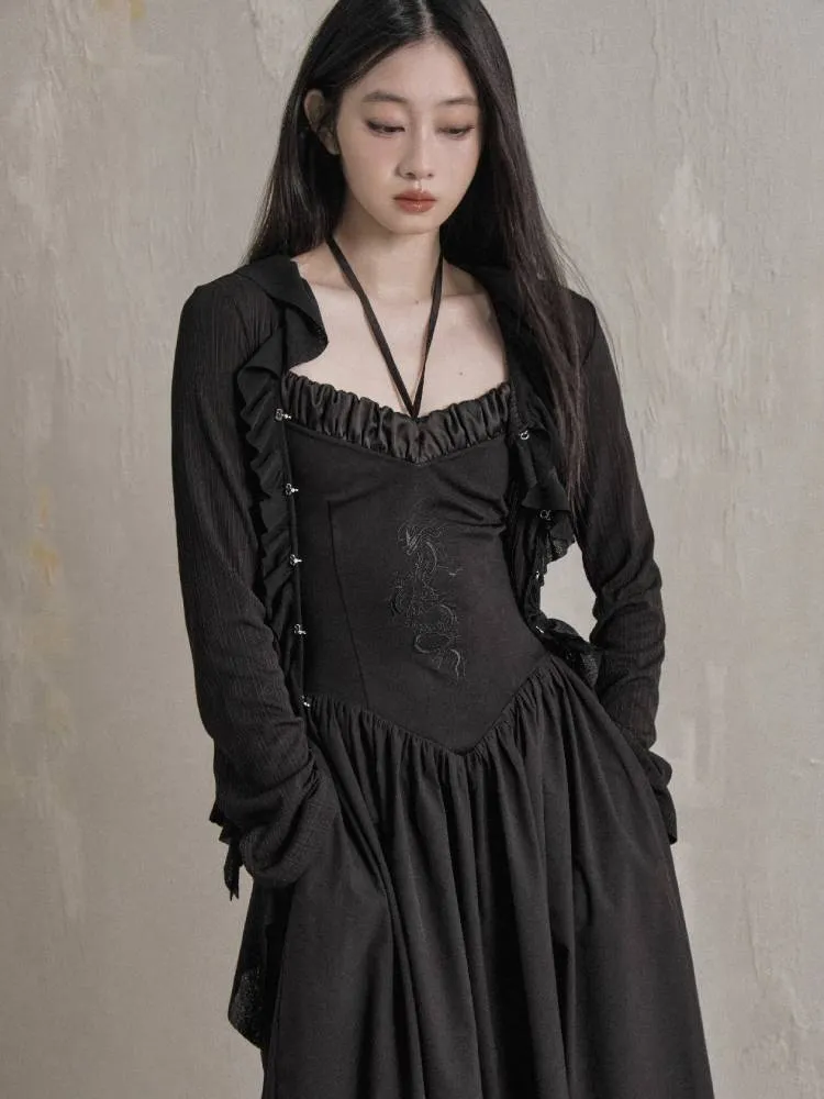 Slim waist suspender skirt【s0000009243】