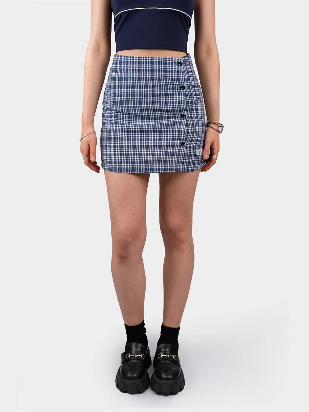 Small Steps Plaid Skirt - Navy