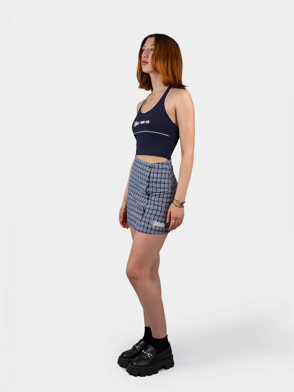 Small Steps Plaid Skirt - Navy