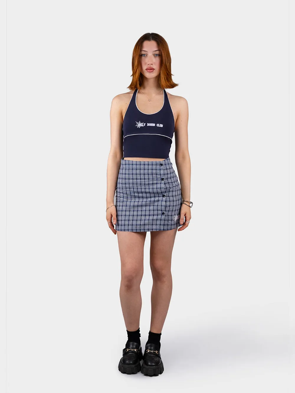 Small Steps Plaid Skirt - Navy