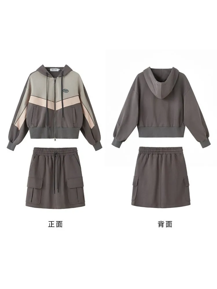 Sports Style ZIP-Up Hoodie ＆ A-Line Skirt【s0000003191】