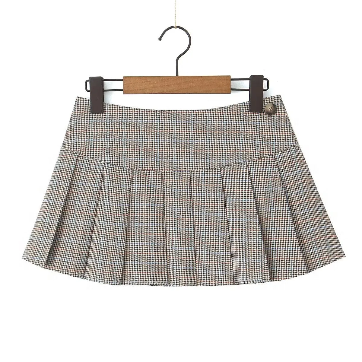 Summer College Anti Exposure Slimming A line Pleated Short Skirt Retro High Waist Skirt