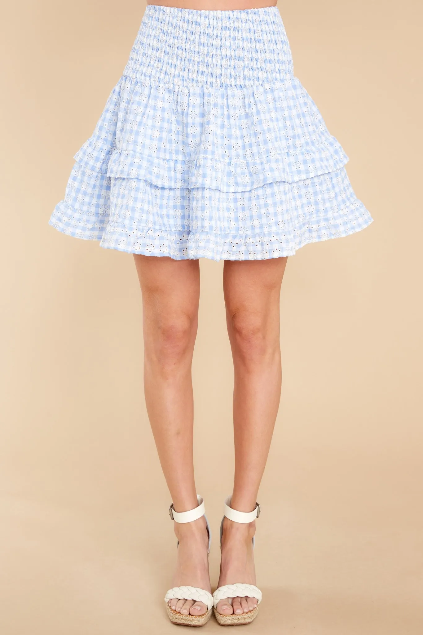 Sunshine On My Mind Light Blue Gingham Skirt