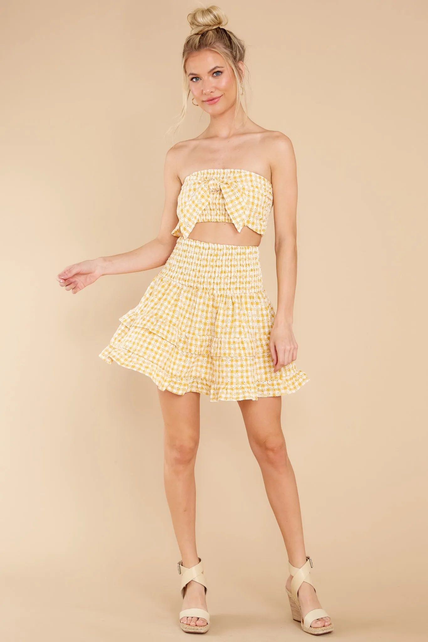 Sunshine On My Mind Yellow Gingham Skirt