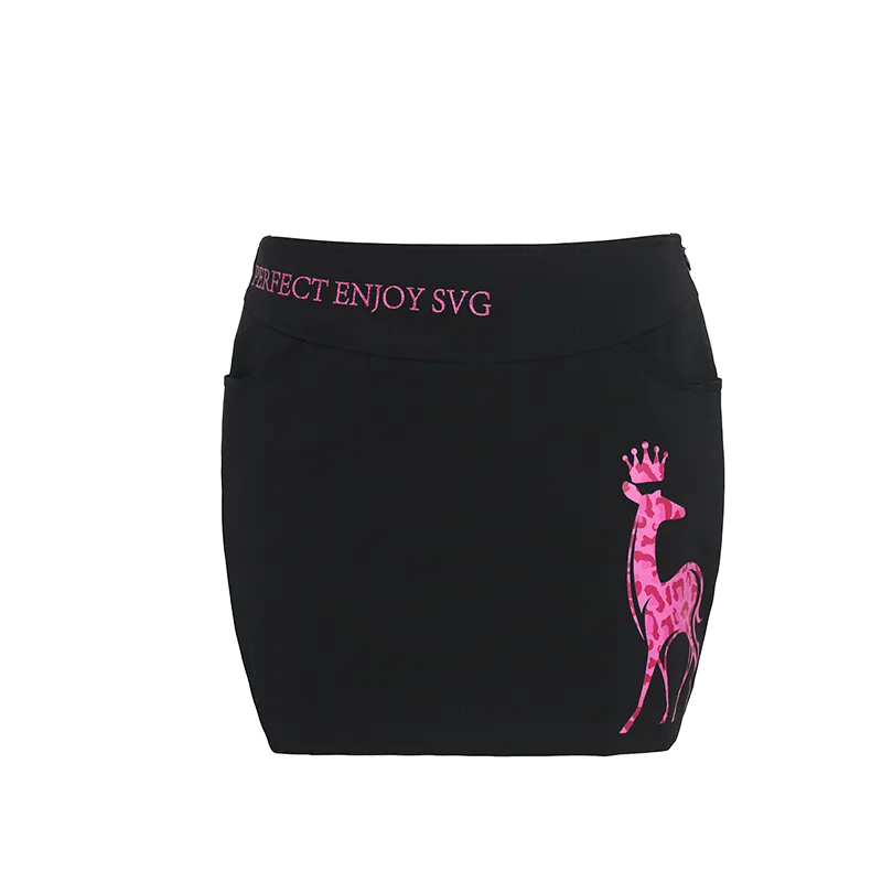 SVG Golf Spring and Summer Black Printed Skirt