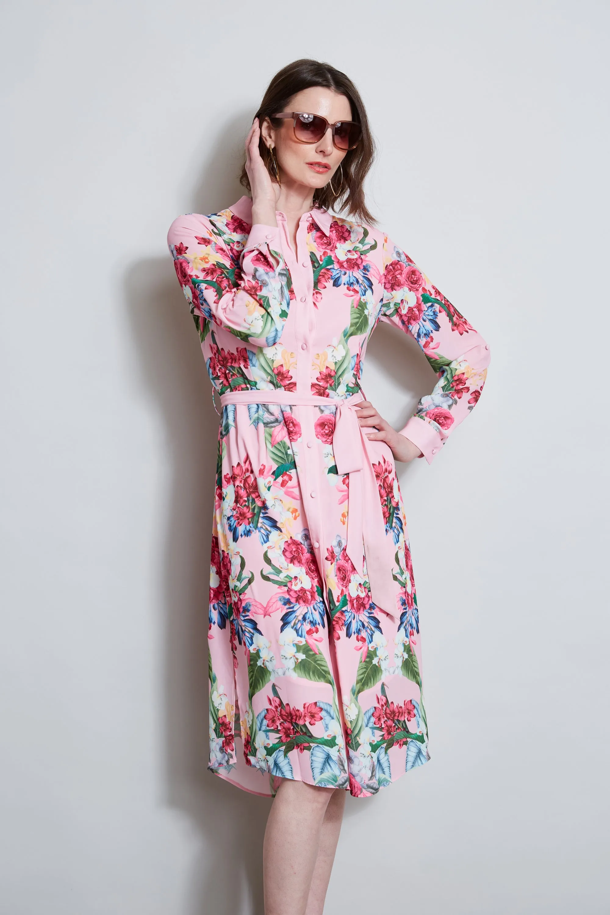 T-Tahari Rose Print Shirt Dress