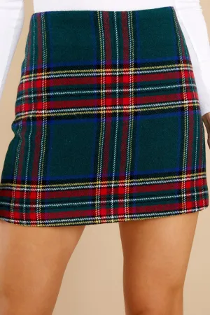 Taking The Reins Green Plaid Skirt