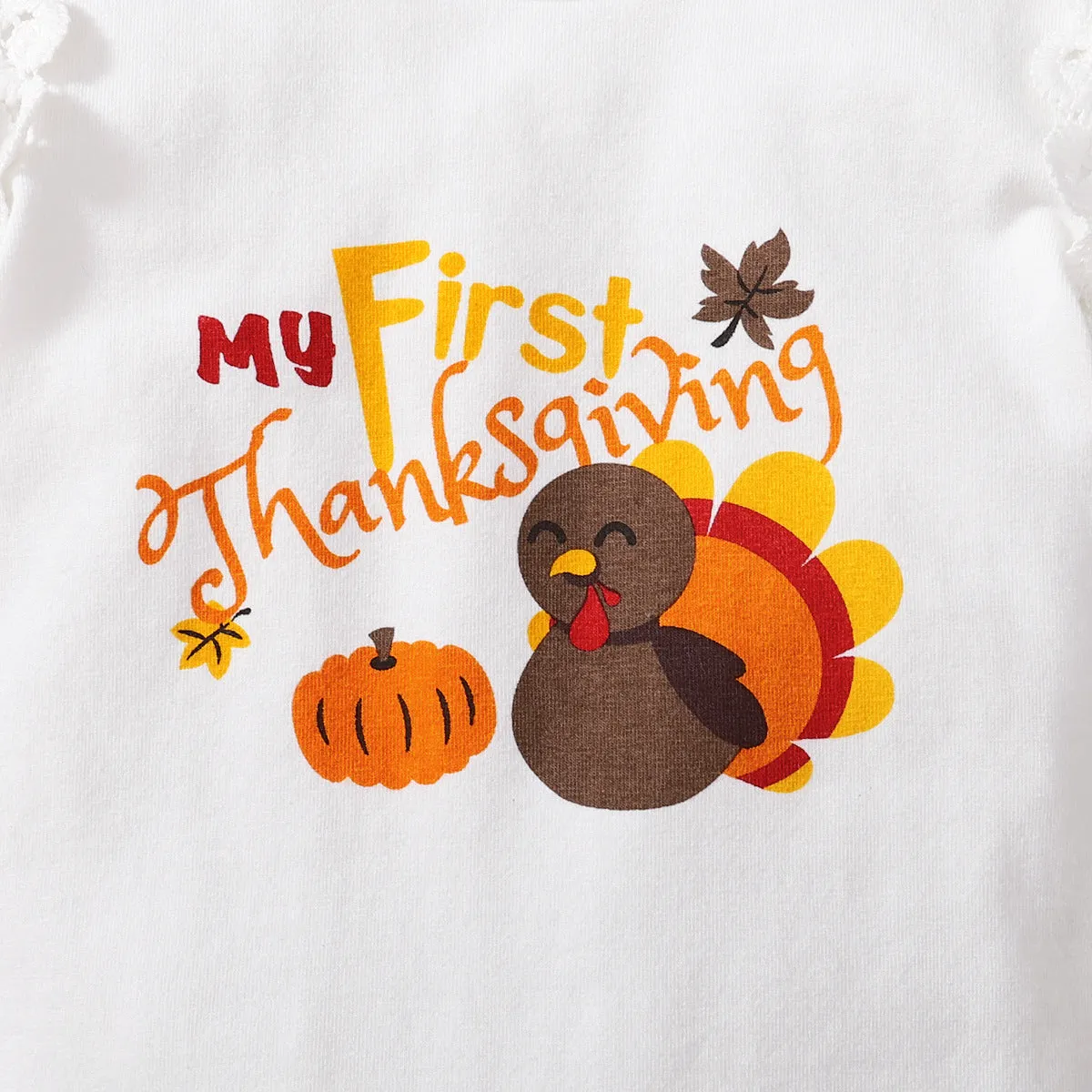 Thanksgiving Baby Romper with Suspender Skirt Outfit