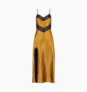 The Ida Dress - Amber Crushed Satin