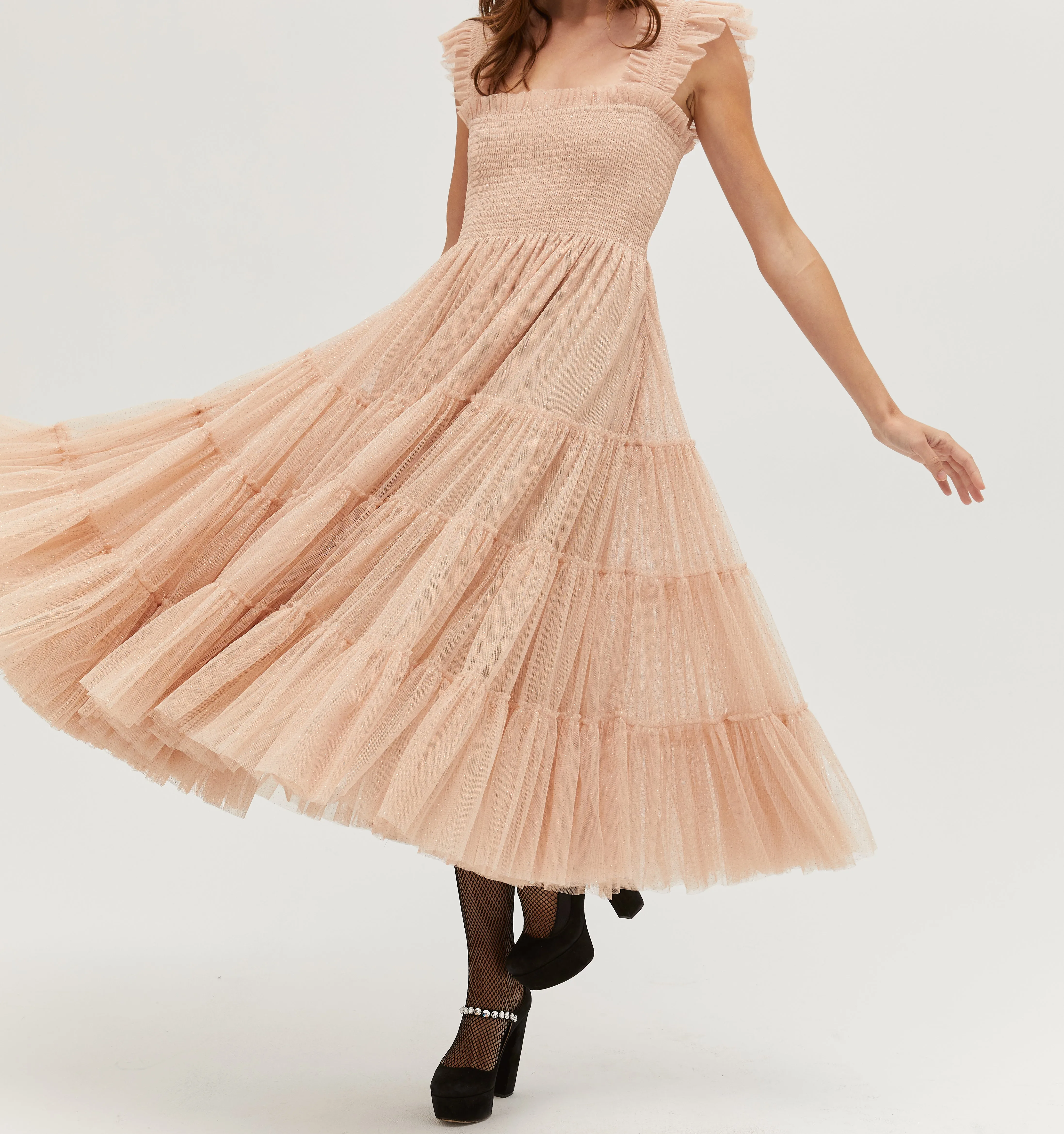 The Tulle Ellie Nap Dress - Blush Glitter Tulle