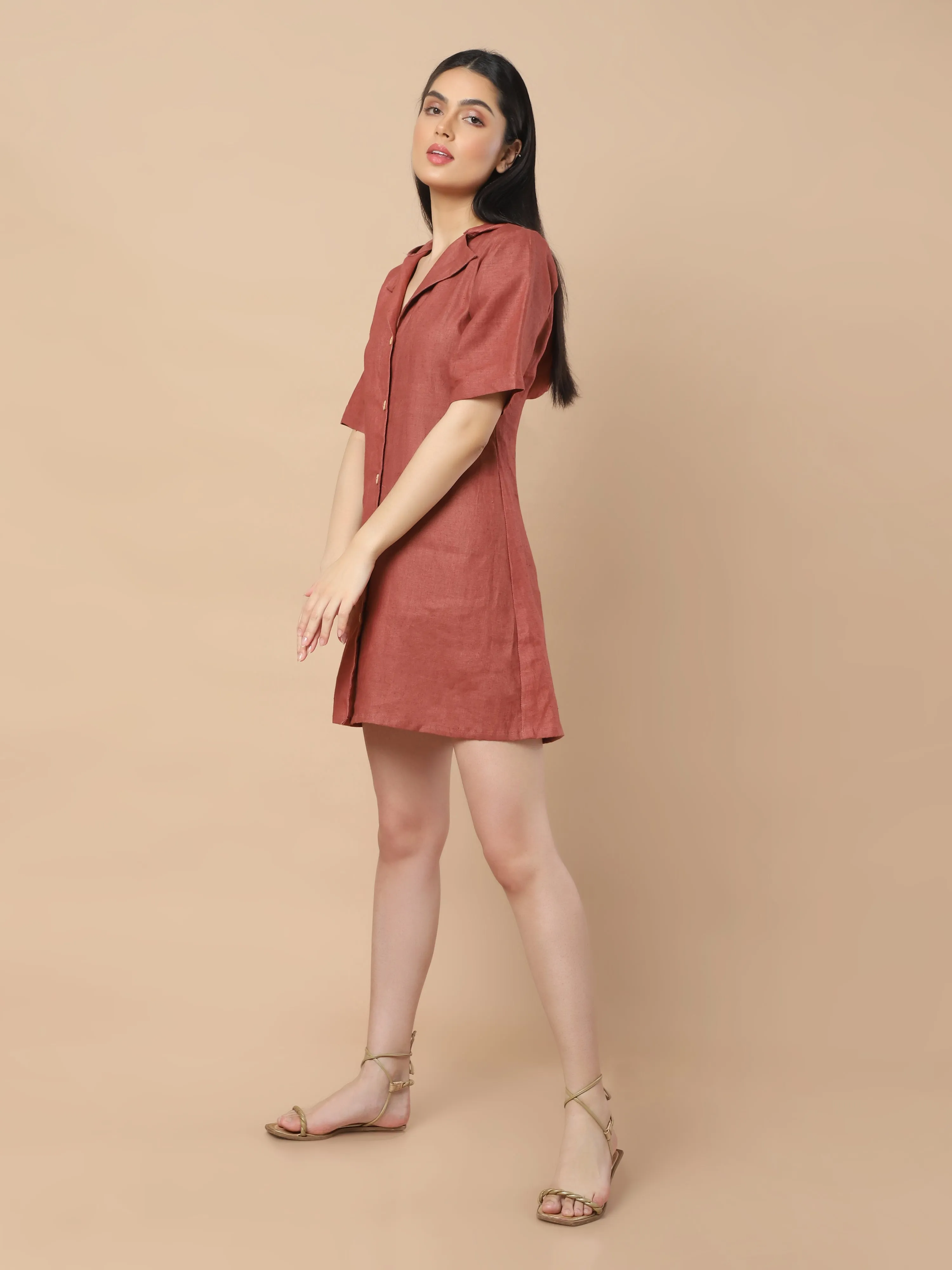 Urban Elegance: Hooded Hemp Shirt Dress