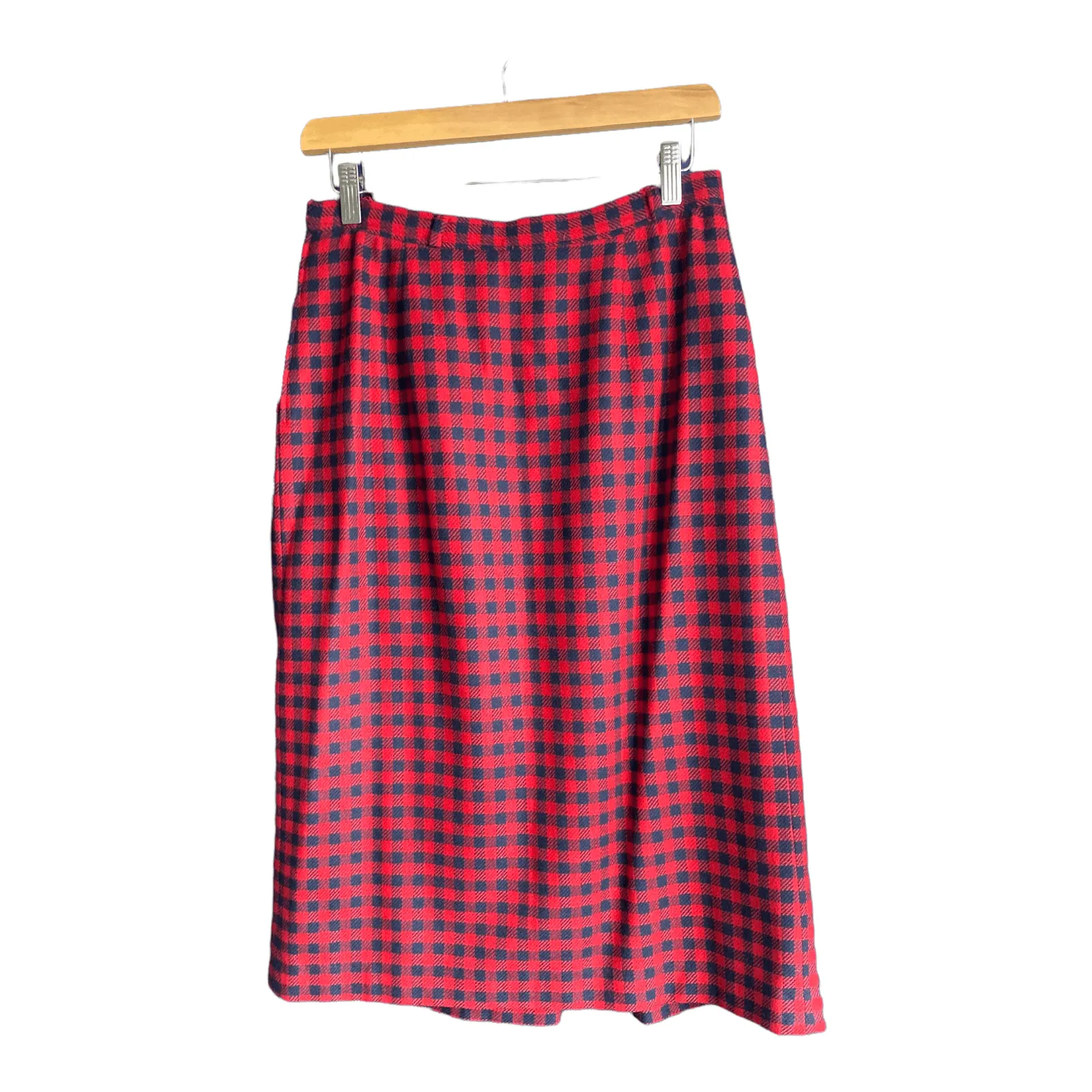 Valentino Wool Red And Navy Checked Skirt UK Size 12