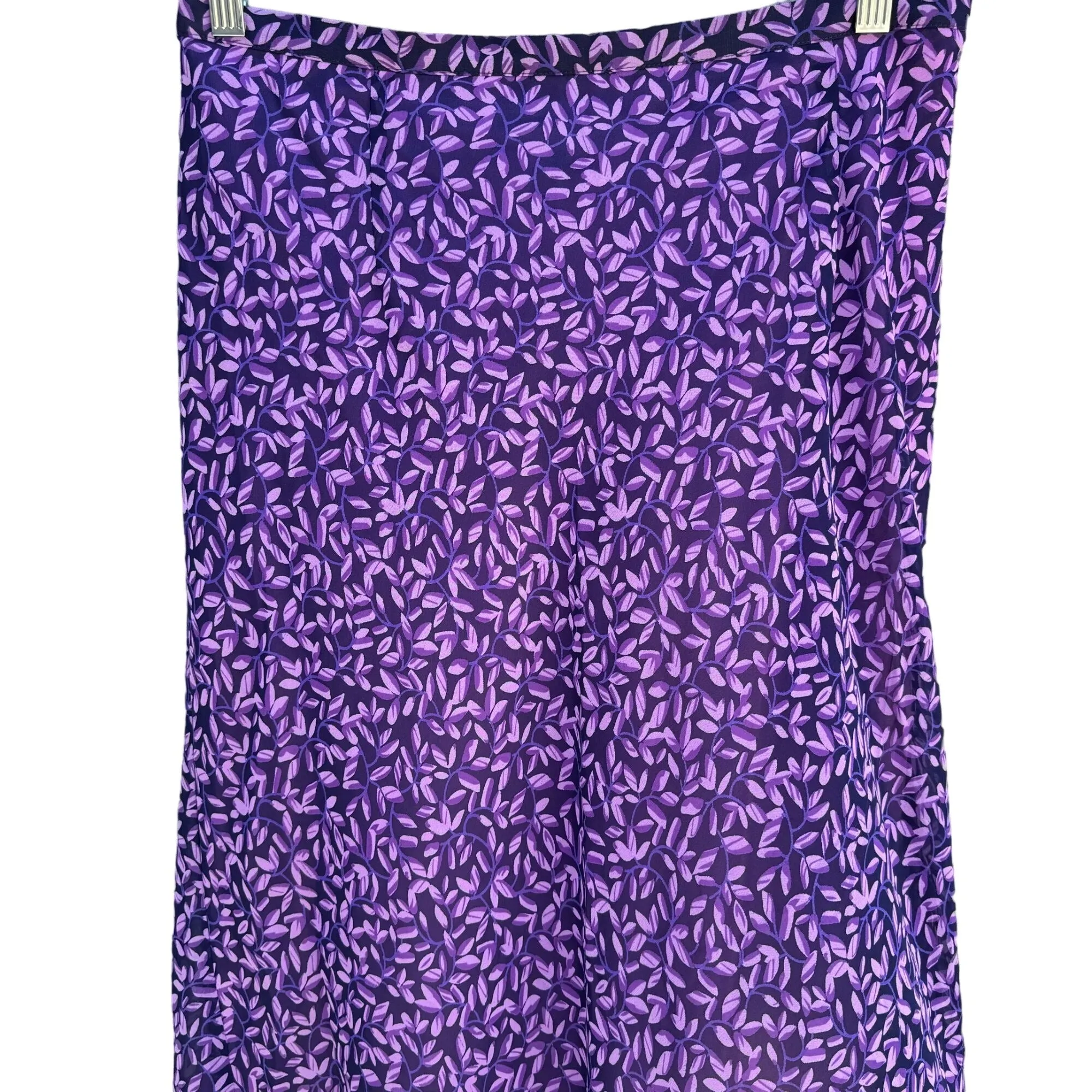 Venezia Jeans Vintage Women's Purple Floral Back Elastic Waist Lined Midi Skirt