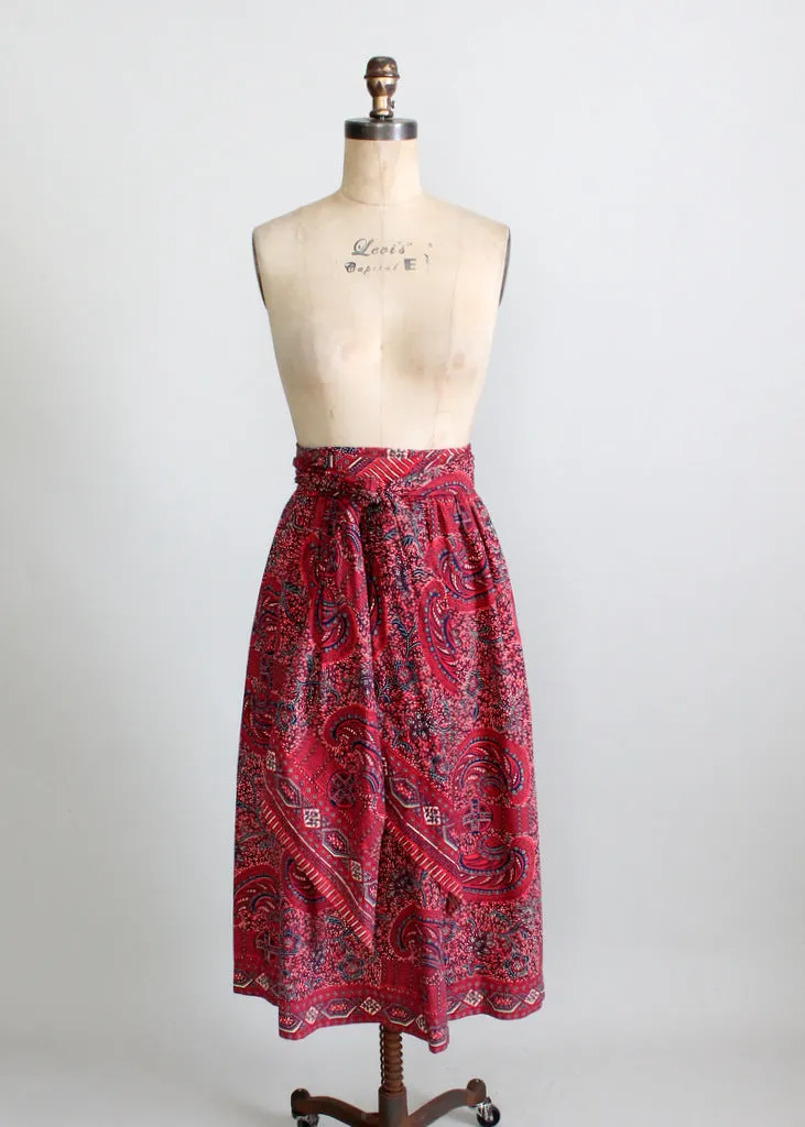 Vintage 1940s Tiki Print Strapless Sundress with Tie Back