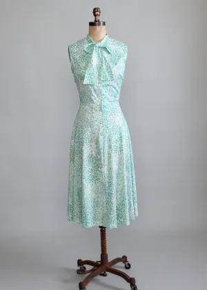 Vintage 1970s Green Drops Summer Work Dress