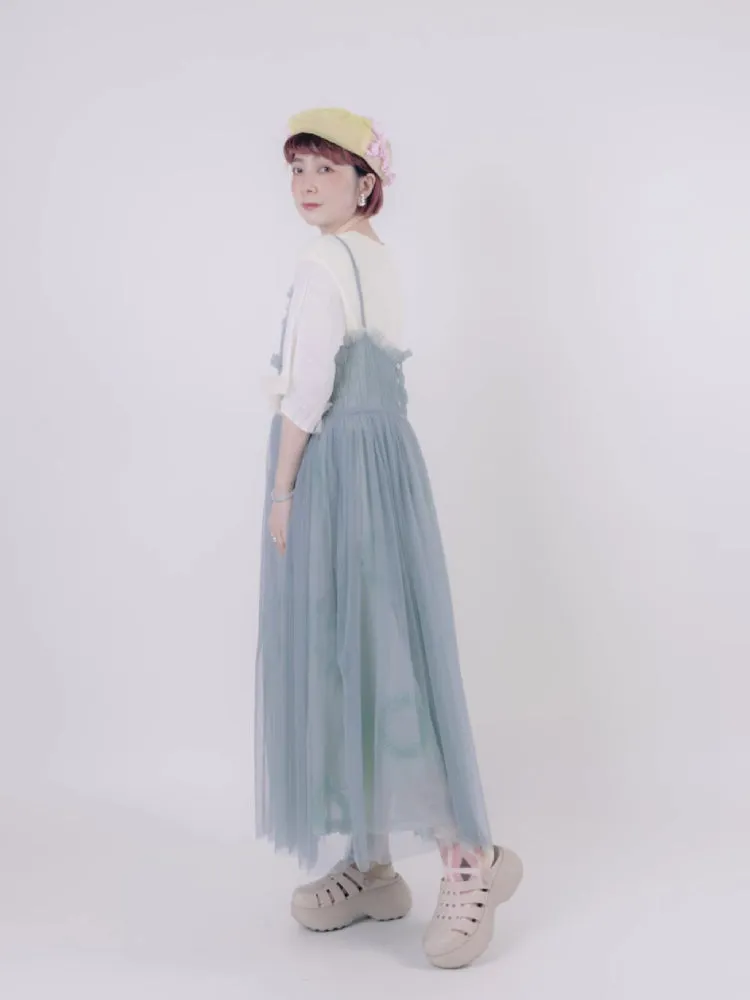 Vintage style suspender mesh skirt【s0000006891】