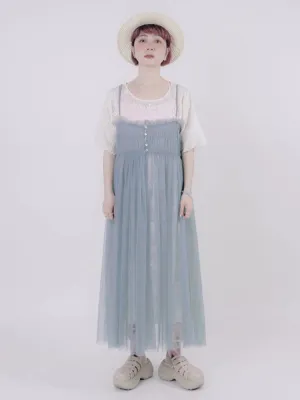 Vintage style suspender mesh skirt【s0000006891】