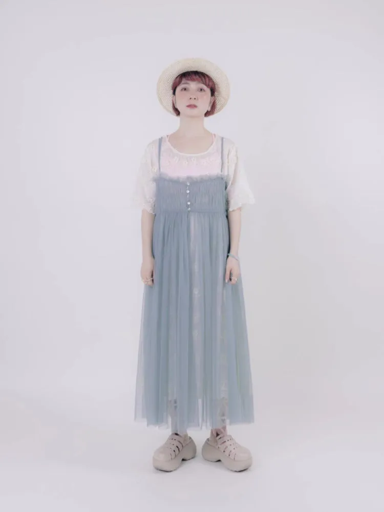 Vintage style suspender mesh skirt【s0000006891】