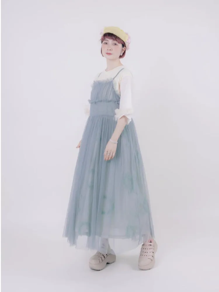 Vintage style suspender mesh skirt【s0000006891】